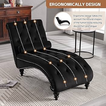 Amazon.com: KINFFICT Velvet Chaise Lounge Indoor, Button